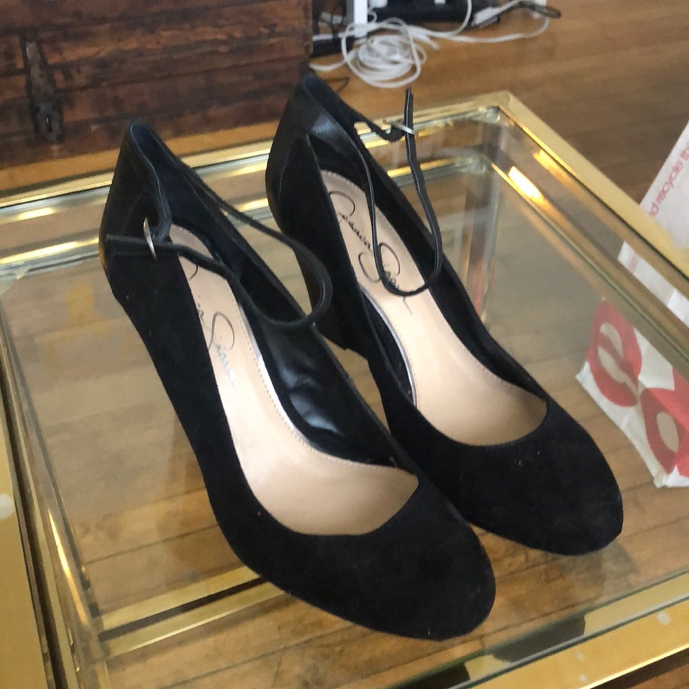 Jessica Simpson ankle strap wedges